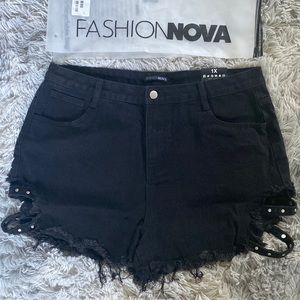 Fashion Nova Black Denim Cut Off Shorts